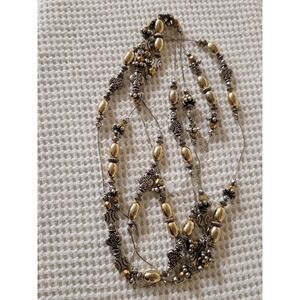 Dabby Reid Vintage Mixed Metal 1 Strand Beads Necklace Silver/Gold Tone 88in
